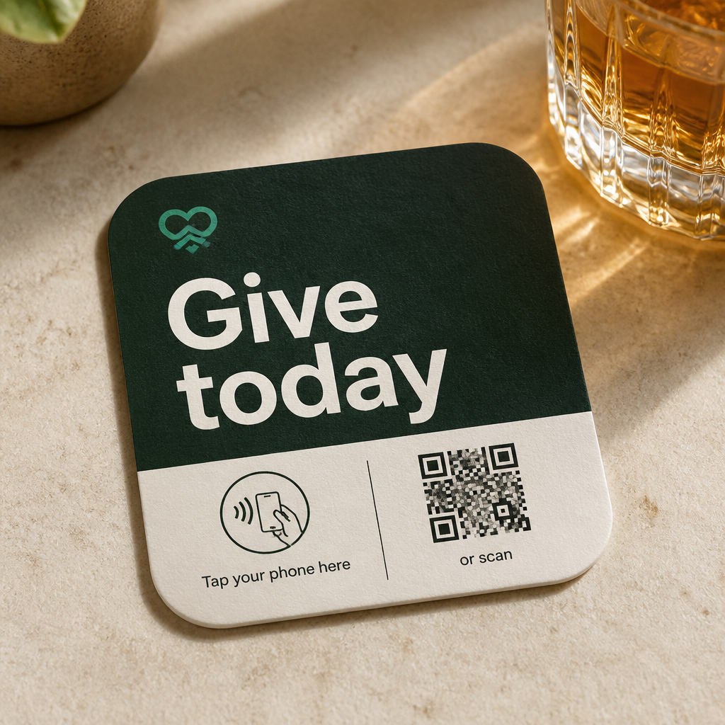 KindTap Scan to Give coaster